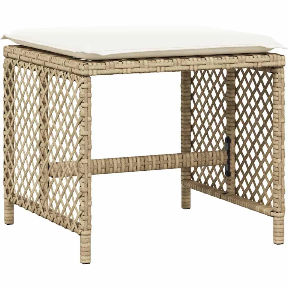 vidaXL Tuinkrukken 4 st met kussens 41x41x36 cm poly rattan beige, foto 4