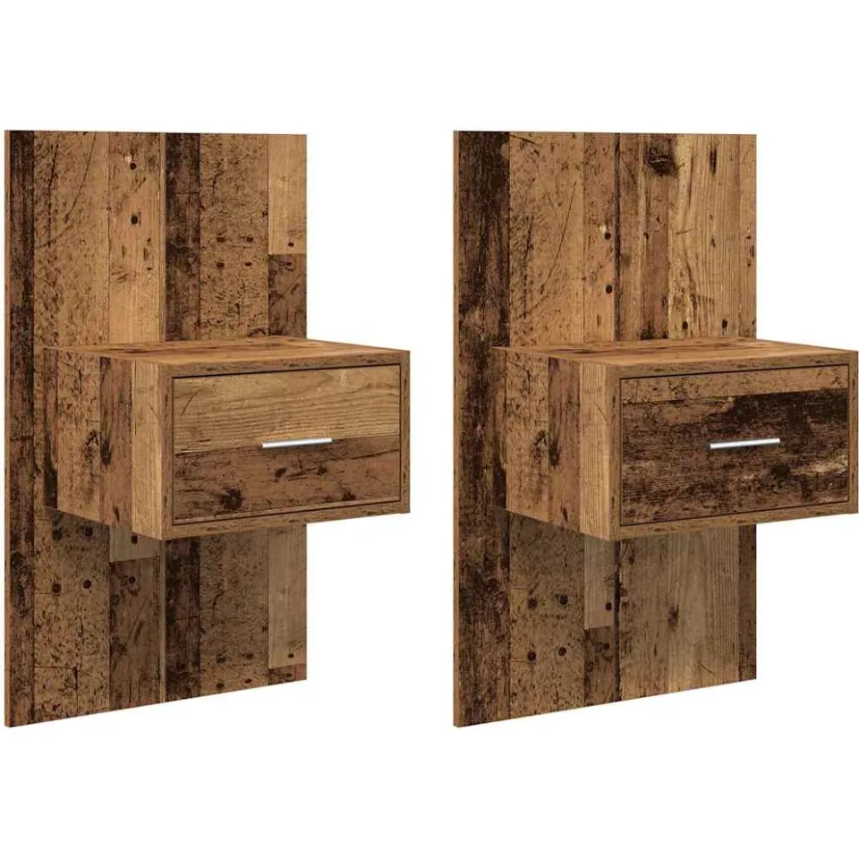 vidaXL Nachtkastje 2 st Oudhout 50 x 32,5 x 80cm Bewerkt hout bruin, foto 3