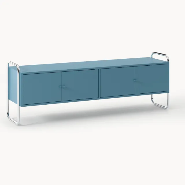 Westwing Collection Metalen tv-meubel Robyn Blauw, Zilverkleurig