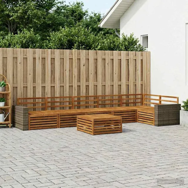 vidaXL Buiten bankenset 7 st 6-zits Naturel Massief Acaciahout