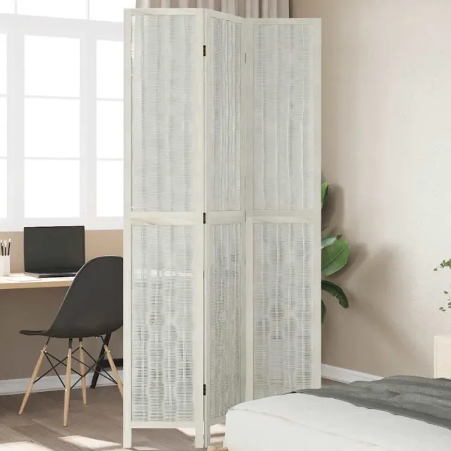 vidaXL Kamerscherm met 3 panelen massief paulowniahout wit, foto 2