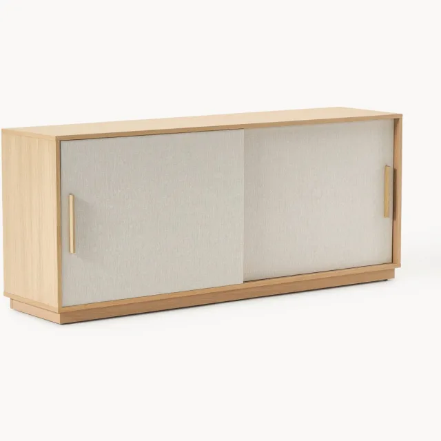 Westwing Collection Houten dressoir Wisp met gestoffeerde voorkant Grijs