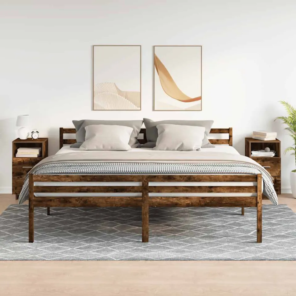 vidaXL Nachtkastjes 2 st met 2 lades 36x36x68 cm gerookt eikenkleurig, foto 2