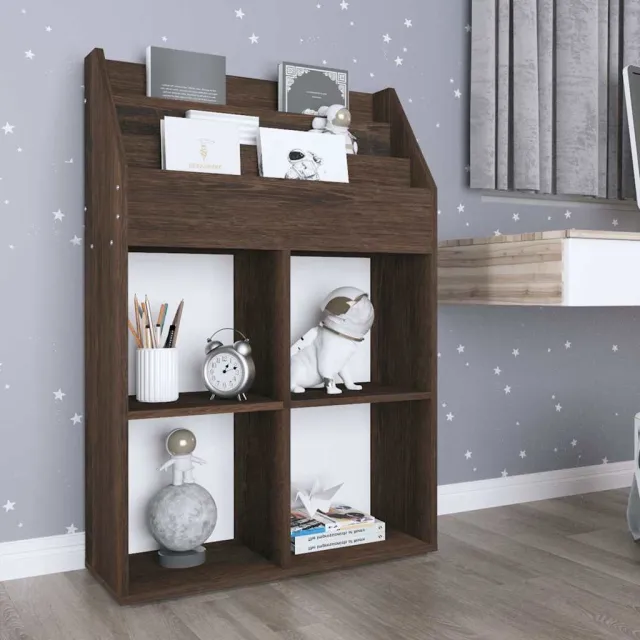 vidaXL Kindertijdschriftenrek 71x30x114 cm bewerkt hout gerookt eiken, foto 2