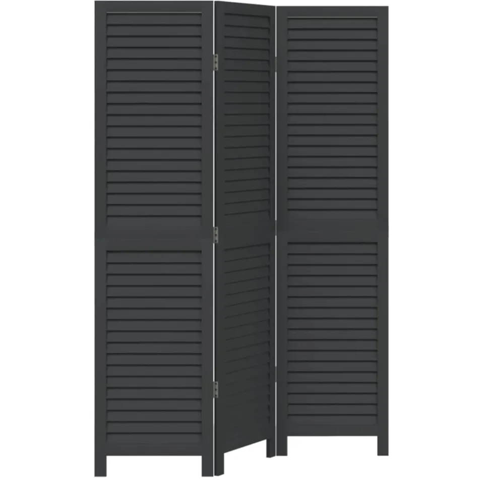vidaXL Kamerscherm met 3 panelen massief paulowniahout zwart