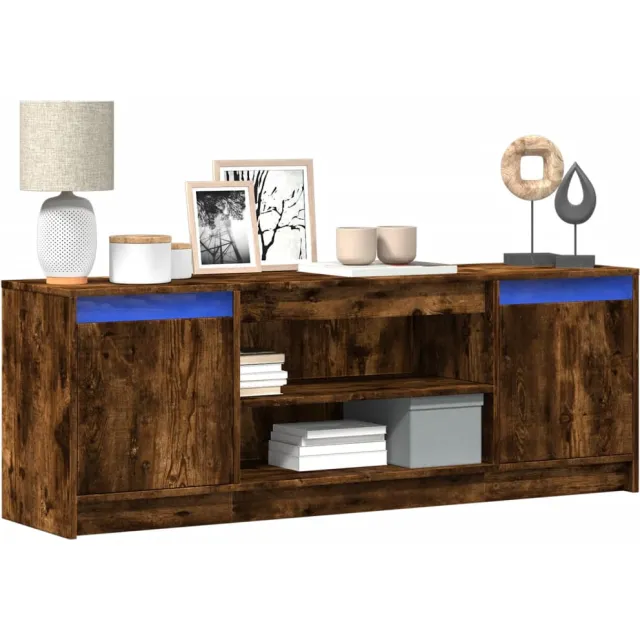 vidaXL Tv-meubel met LED 139,5x34x50 cm bewerkt hout gerookt eiken Bruin