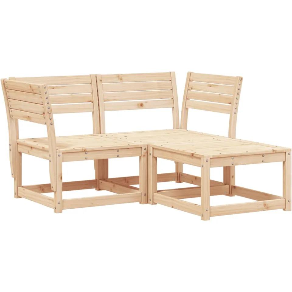 vidaXL 3-delige Loungeset massief grenenhout Bruin