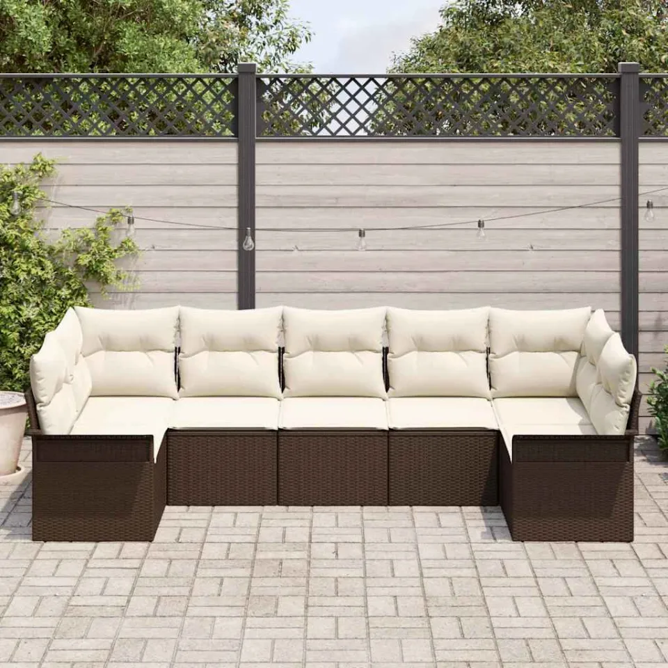 vidaXL Tuin Sofa Set 7 st Bruin Poly riet, foto 3