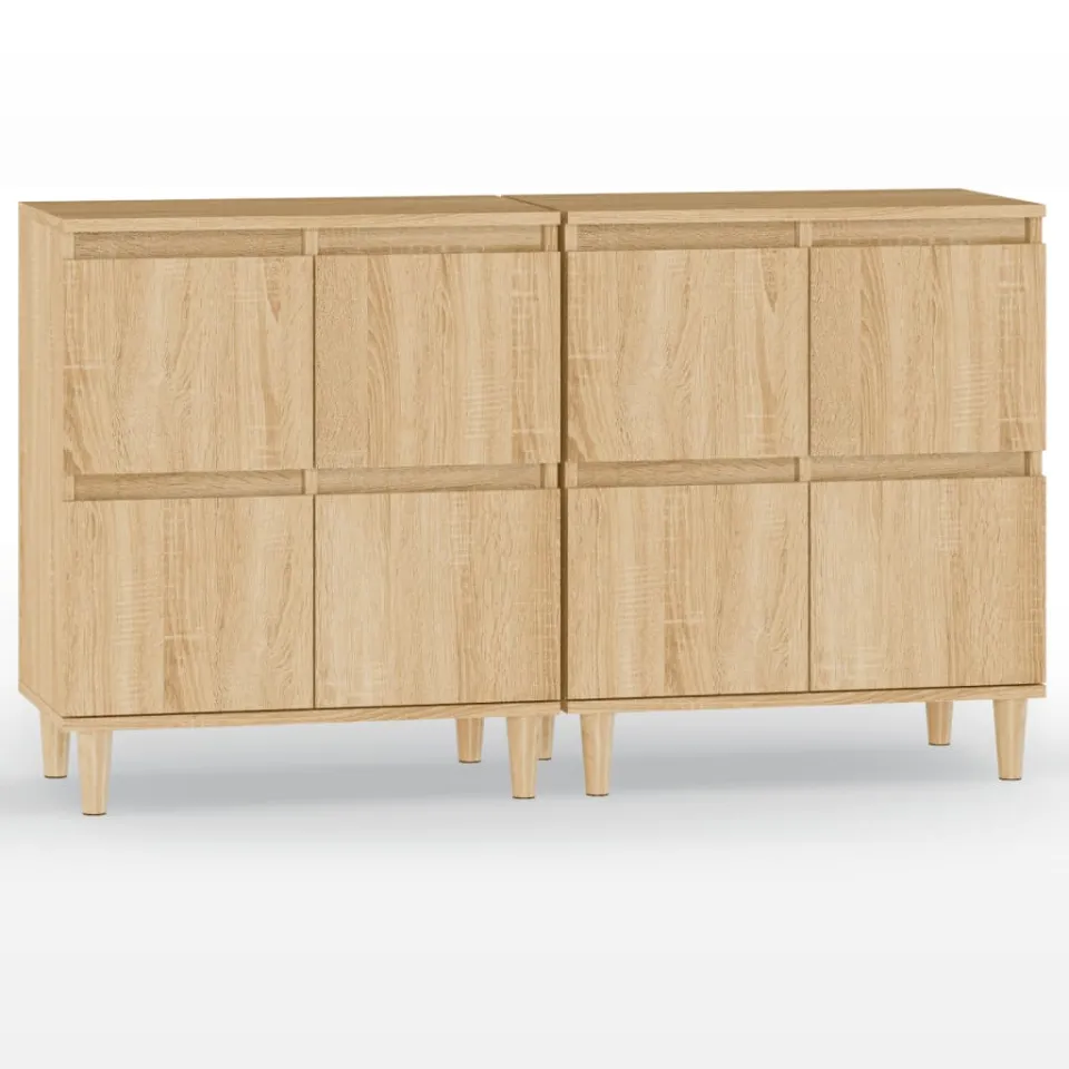 vidaXL Dressoirs 2 st 60x35x70 cm bewerkt hout sonoma eikenkleurig, foto 4