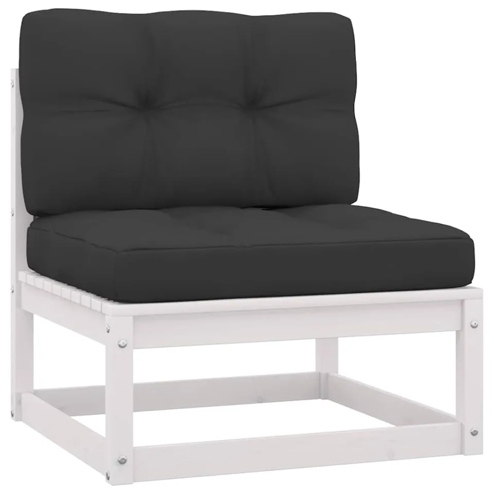 vidaXL 6-delige Loungeset met kussens massief grenenhout Wit
