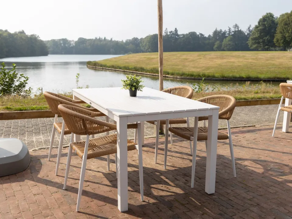 Bellagio tuinmeubelen Bellagio Cino/Menzano 160cm dining tuinset 5-delig stapelbaar wit, foto 4