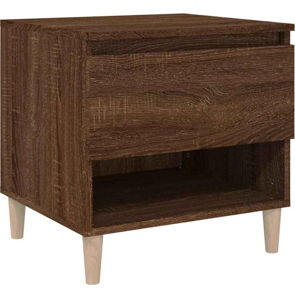 vidaXL Nachtkastje 50x46x50 cm bewerkt hout bruin eikenkleur