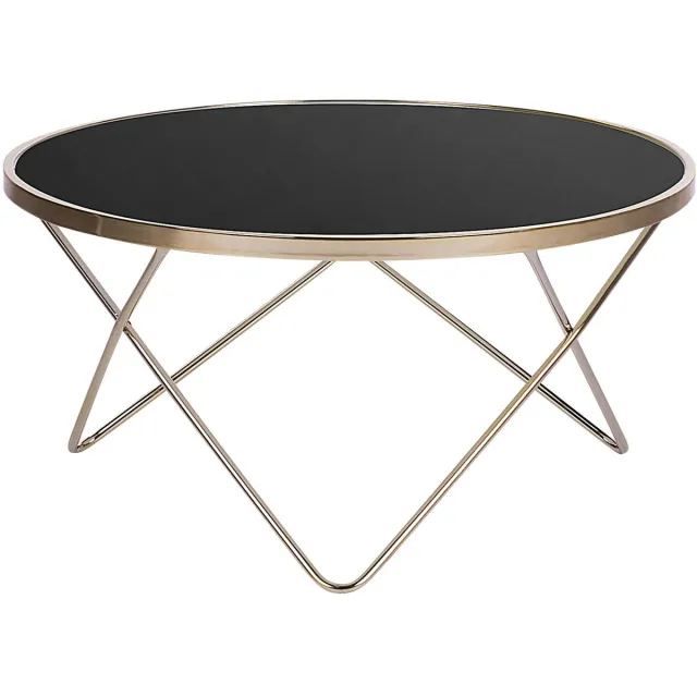 Beliani MERIDIAN II - Salontafel - Zwart/Goud - Veiligheidsglas