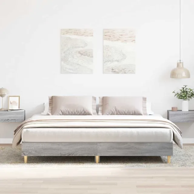 vidaXL Bedframe zonder matras 200x200 cm spaanplaat grijs sonoma