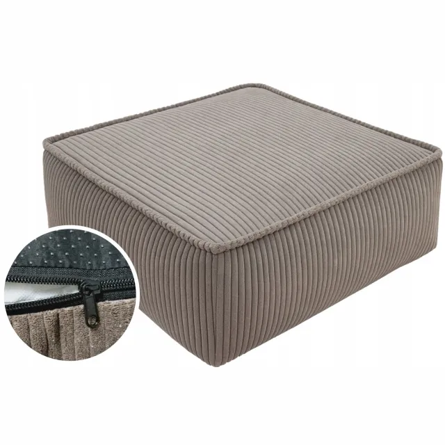 Syma Moderne Taupe Stoffen Poef 50x50cm - Zachte Zetel & Voetenbank