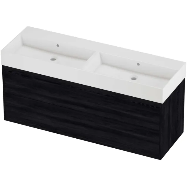 Proline Zara Badmeubelset Porselein Loft In Kader 140x46x65 cm Glans Wit Black Oak Eiken
