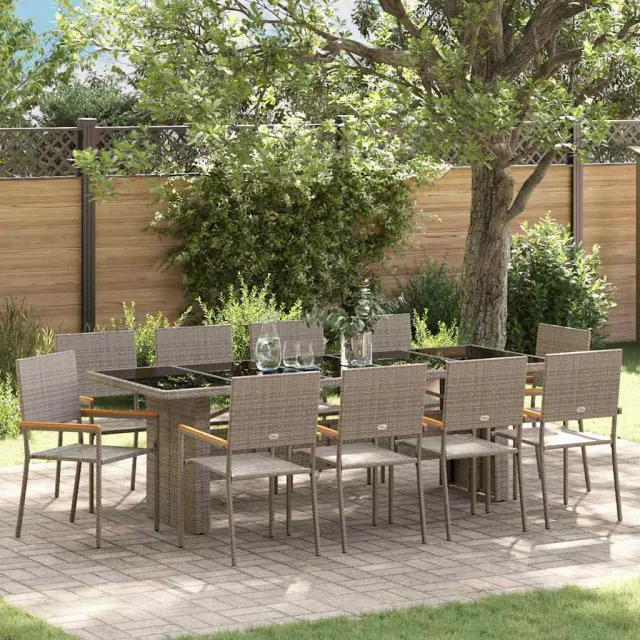 vidaXL Tuin eettafelset 11 st Grijs poly rattan