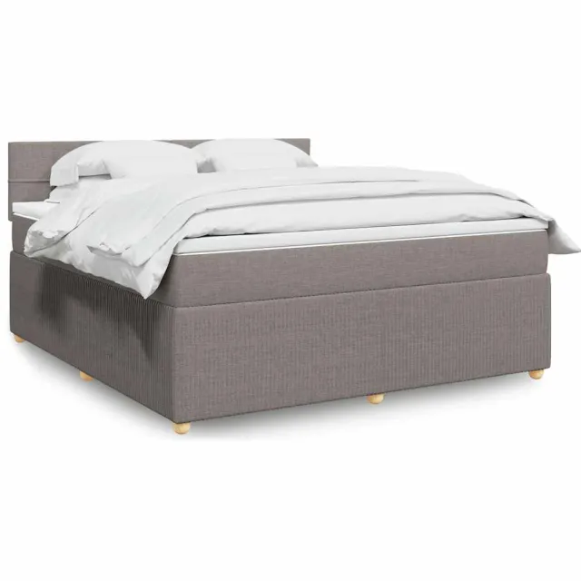 vidaXL Boxspring met matras stof taupe 180x200 cm
