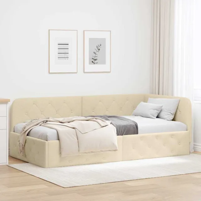 vidaXL Hoekbedframe Crème 100 x 200 cm Stof
