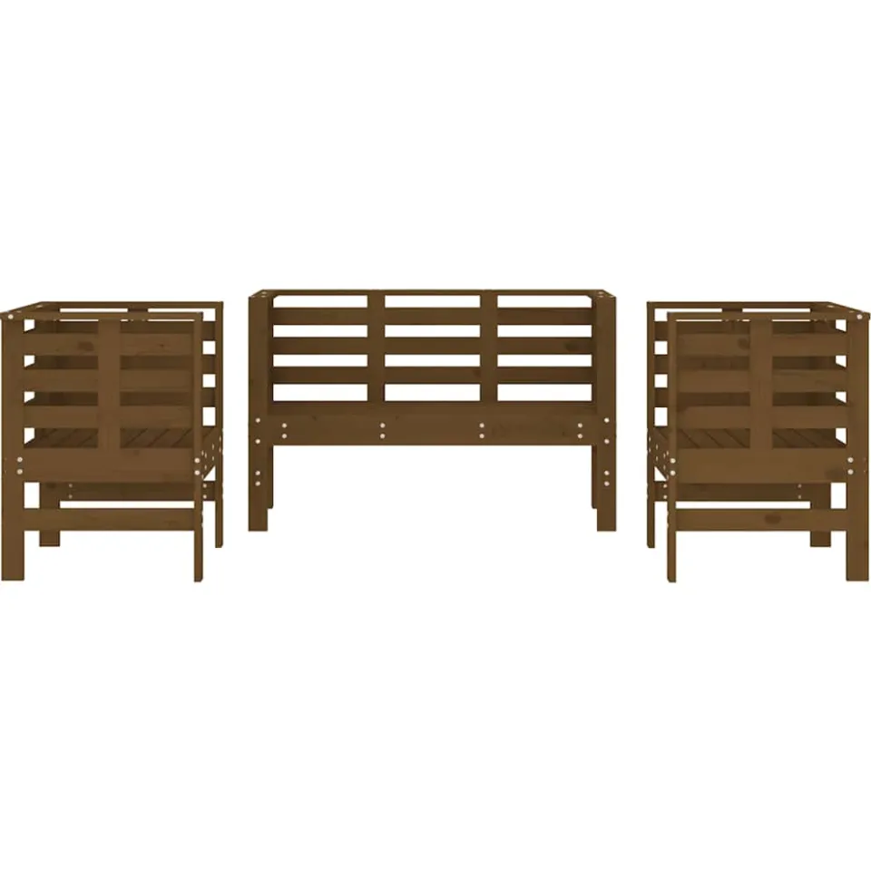 vidaXL 3-delige Loungeset massief grenenhout honingbruin bruin, foto 4