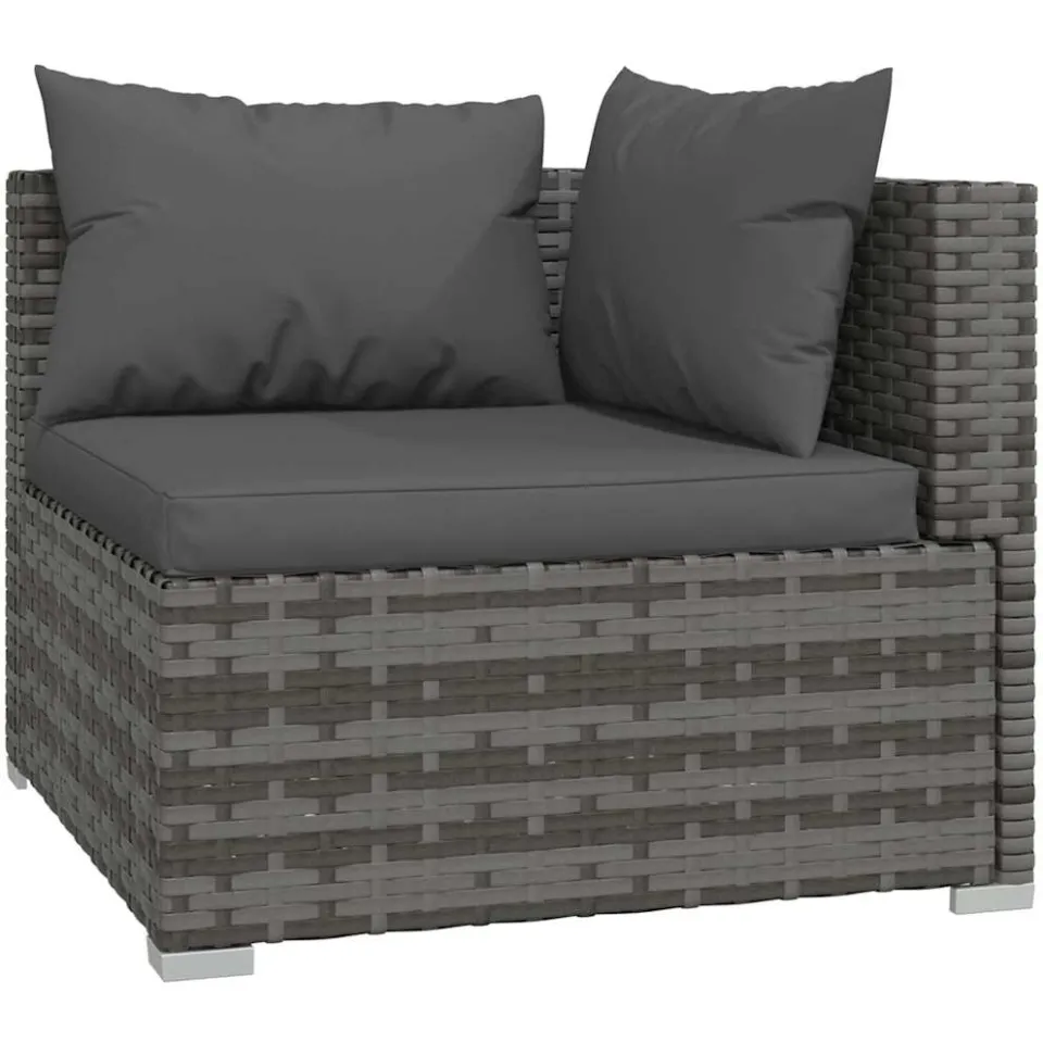 vidaXL 11-delige Loungeset met kussens poly rattan grijs, foto 2