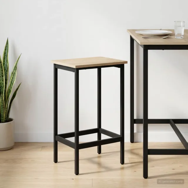 vidaXL Barkruk Sonoma Eiken 40 x 32 x 74 cm Bewerkt hout, foto 2