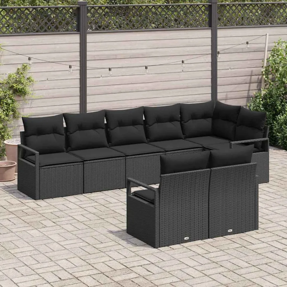 vidaXL Bankstel 8 st Zwart poly rattan, foto 3
