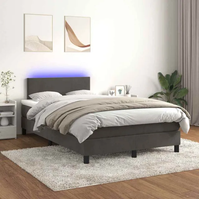 vidaXL Boxspring met matras en LED fluweel donkergrijs 120x200 cm