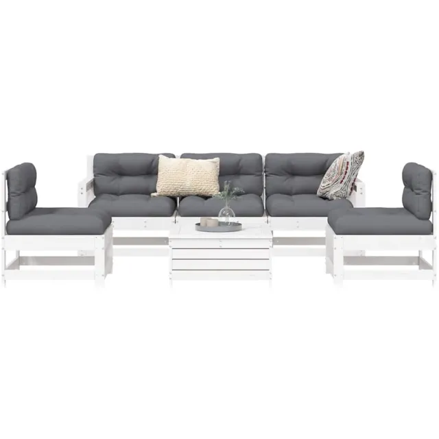vidaXL 6-delige Loungeset massief grenenhout wit, foto 2
