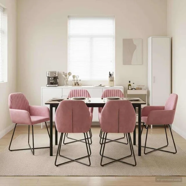 vidaXL Eettafelstoelen 6 st fluweel Roze 55 x 50 x 84 cm