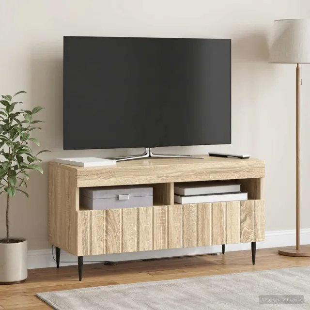 vidaXL LED tv-meubel ZWOLLE 81 x 35 x 43 cm Sonoma Eiken Bewerkt hout, foto 2