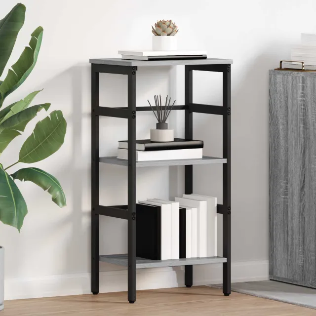 vidaXL Boekenkast 2-laags 40 x 29,5 x 81 cm Bewerkt hout Grijs Sonoma, foto 2