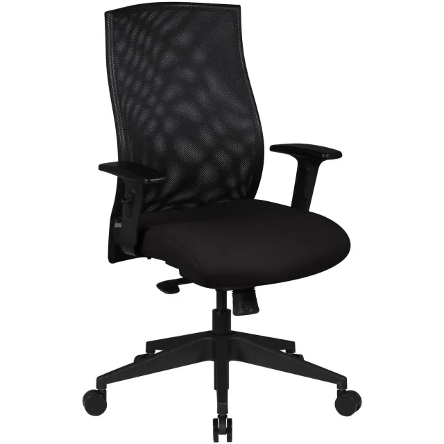 Cosmo Casa Ergonomische Bureaustoel – Directiestoel – Verstelbare Armleuningen – Ademende Mesh Rugleuning – Synchroonmechanisme – Zwart
