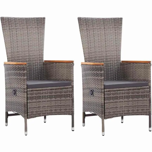 vidaXL Tuinstoelen 2 st met kussens poly rattan grijs