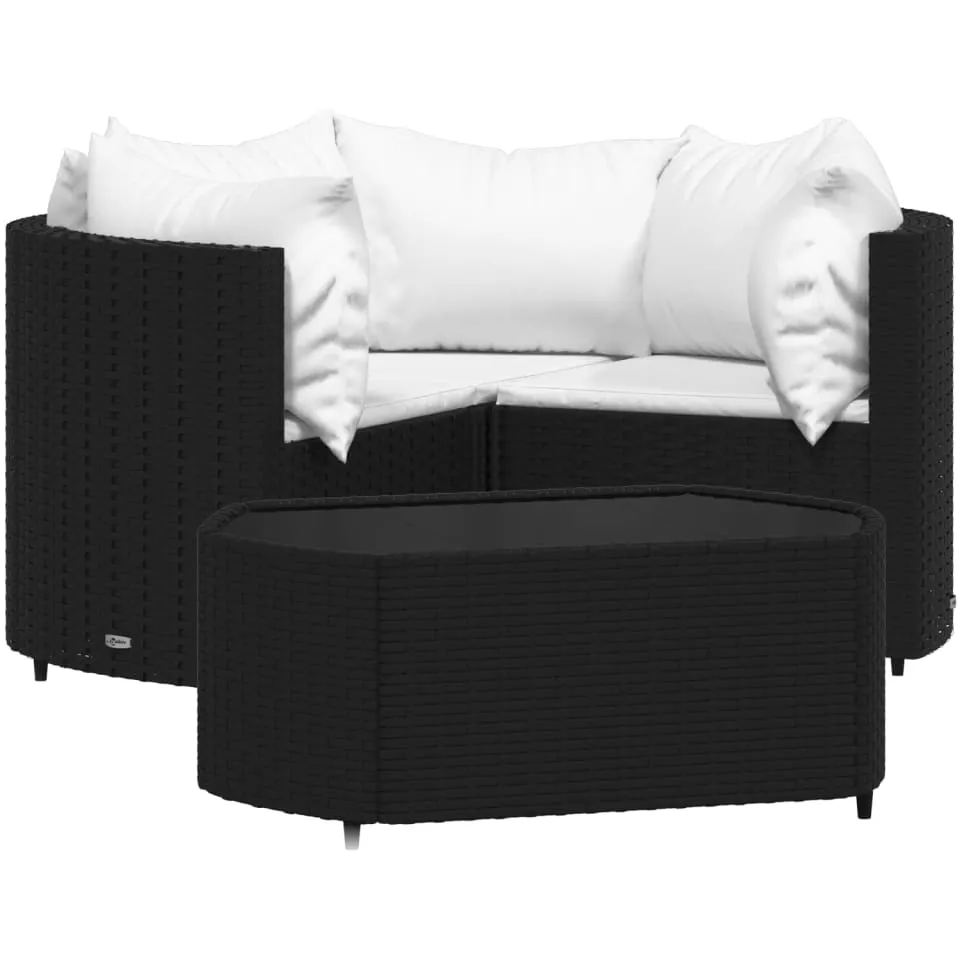 vidaXL 4-delige Loungeset met kussens poly rattan zwart, foto 4