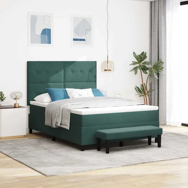 vidaXL Boxspring bed met hoofdeinde Donkergroen 200 x 140 cm Fluweel
