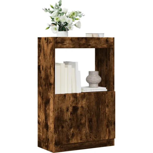 vidaXL Hoge kast 63x33x100 cm bewerkt hout gerookt eikenkleurig Bruin