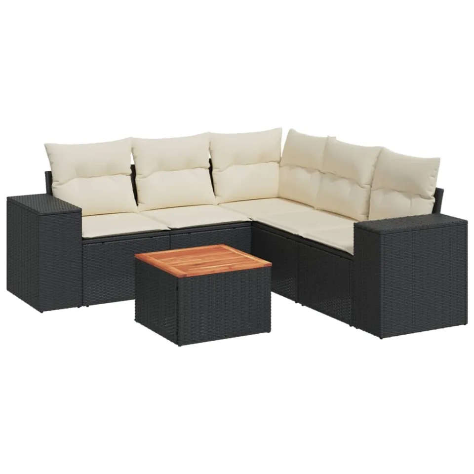vidaXL Patio Sofa Set 6-zits Black and Cream, foto 3