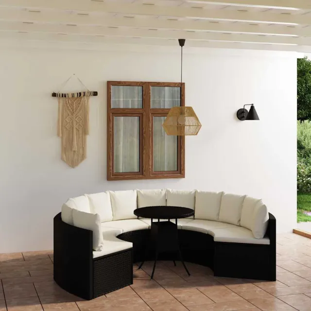 vidaXL 7-delige Loungeset met kussens poly rattan zwart, foto 2
