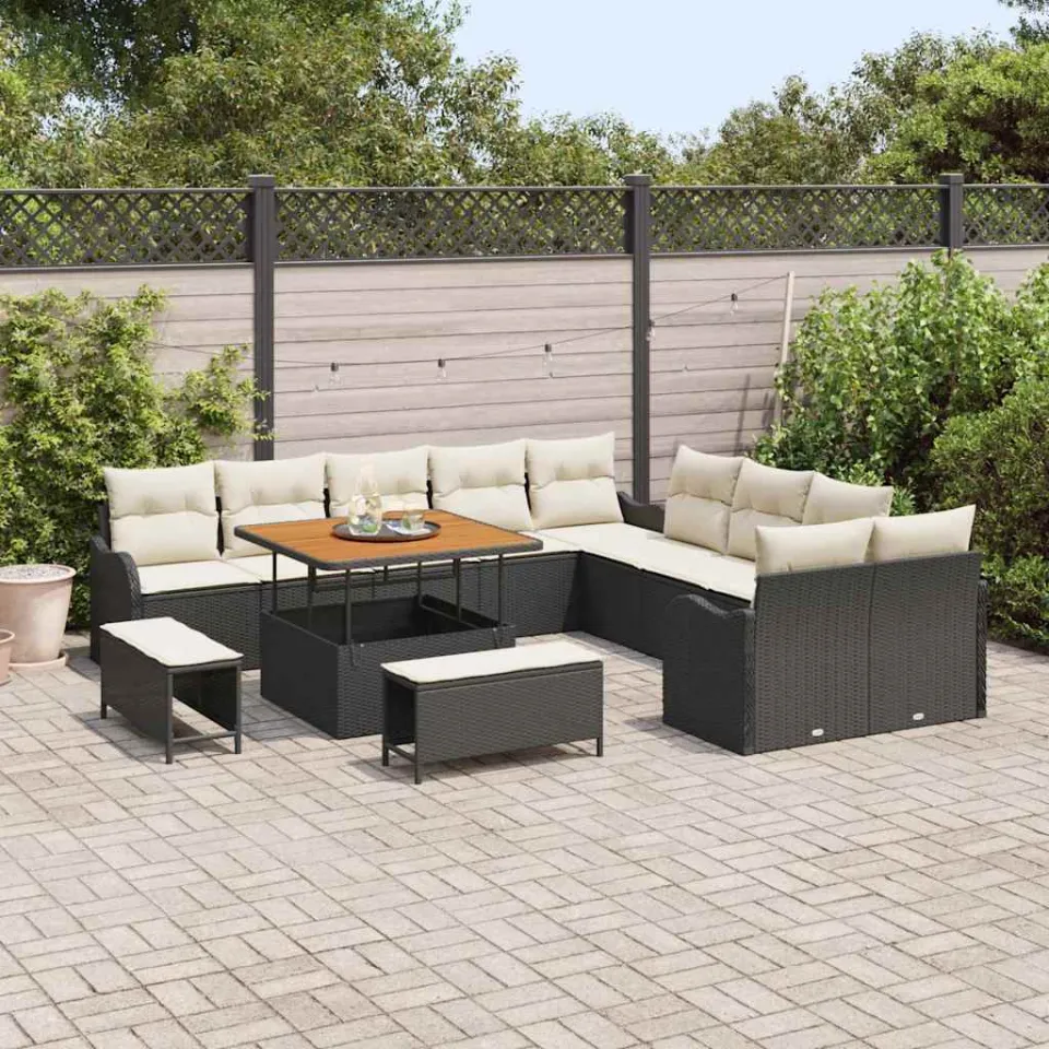 vidaXL Tuin Sofa Set 13 st Zwart poly rattan, foto 3