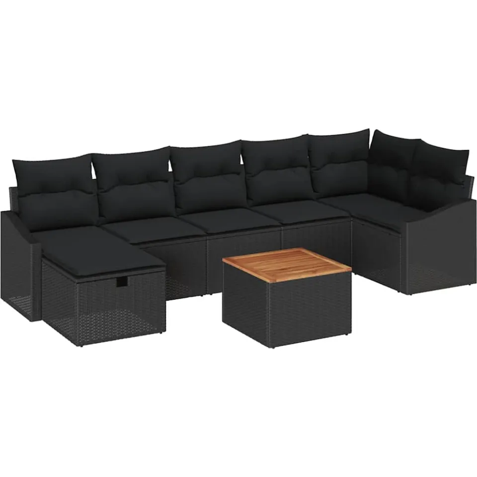vidaXL Tuinbankenset 8 st Zwart Poly riet, foto 4