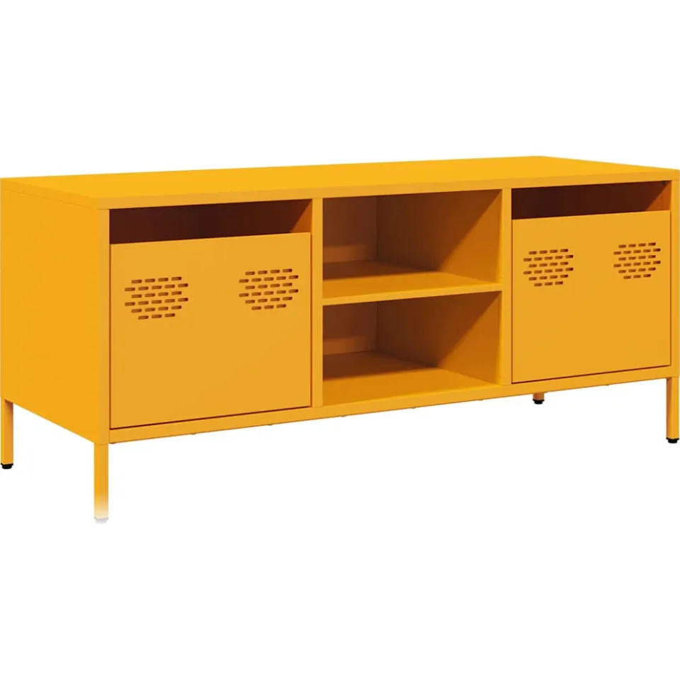 vidaXL Tv-meubel 101,5x39x43,5 cm koudgewalst staal mosterdgeel, foto 3