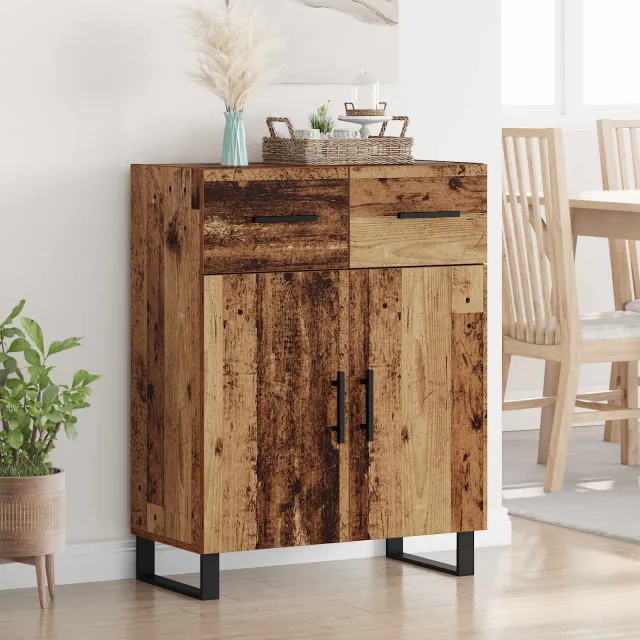 vidaXL Dressoir Oud Hout 69,5 x 34 x 90 cm Bewerkt hout bruin, foto 2