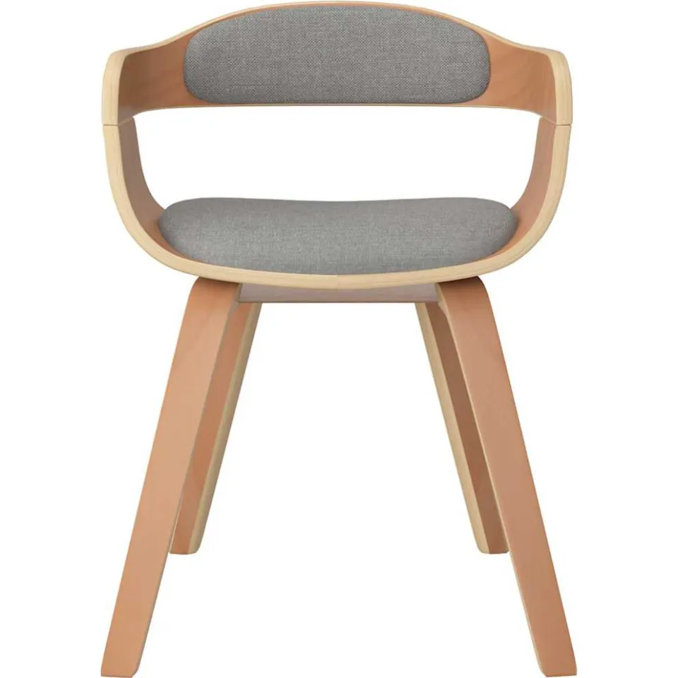 vidaXL Eetkamerstoel gebogen hout en stof taupe