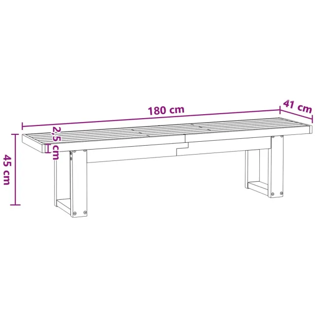 vidaXL Eetbank - NOAIN - 180 - x - 41 - x - 45 - cm - Massief - grenenhout - Zwart
