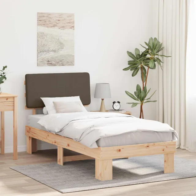 vidaXL Bedframe met Gevoerd Hoofdgedeelte Taupe 75 x 190 cm