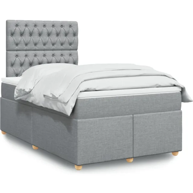 vidaXL Boxspring met matras stof lichtgrijs 120x190 cm grijs