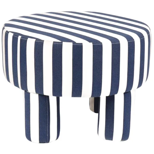 Homla Puff - Pouffe - Blauw en Wit - 50x50x37 cm