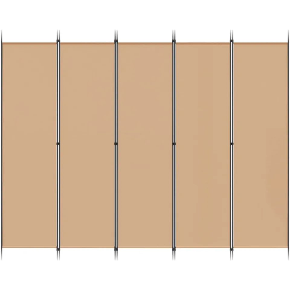 vidaXL 5-Panel Room Divider Beige 250 x 200 cm Stof, foto 4