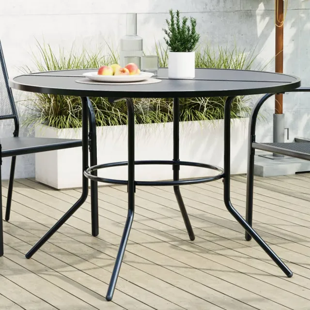 vidaXL Terrastafel rond Ø110x72,5 cm gepoedercoat staal antracietkleur, foto 2